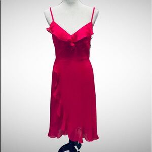 Kenzie Spaghetti Strap Fuschia Ruffle Dress, Size 4